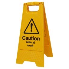 Exel Caution Men at Work Sign - 300 x 630mm - Rigid Plastic