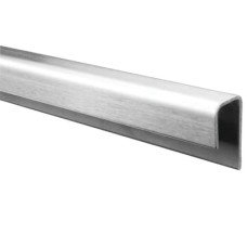 Toilet Cubicle Head Rail - 'U' Channel - 12-13mm Panels - 316 Stainless Steel