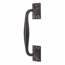 Olde Forge Offset Door Pull Handle - Screw Fix - 254 x 38mm - Antique Black Iron