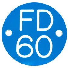 Exel FD60 Fire Door Sign - Drilled - 50mm Diameter - Rigid Plastic - Blue