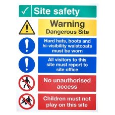 Exel Site Safety Dangerous Site Sign - 600 x 800mm - Rigid Plastic