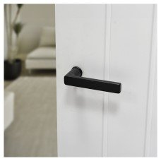 Hoppe Matt Black Door Handles on Round Mini Rose - Dallas Range 