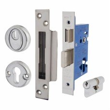 Hampstead BS3621 Euro Sashlock & Dbl Cylinder - 76mm Case - 57mm Backset - Square - Pol Stainless