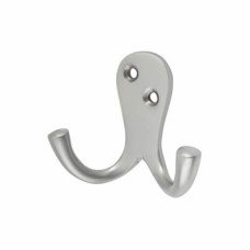 Hampstead Solid Brass Double Coat Hook - 70 x 43mm - Satin Chrome