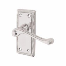 Exel Polished Chrome Budget Rope Edge Scroll Latch Door - Short Plate - Mia Range - 105 x 48mm