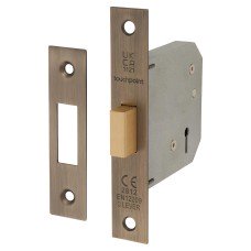 Exel Contract 3 Lever Deadlock - 76mm Case - 57mm Backset - Antique Brass