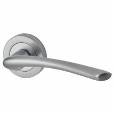 Exel Satin Chrome Door Handles on Round Rose - Rimini Range 