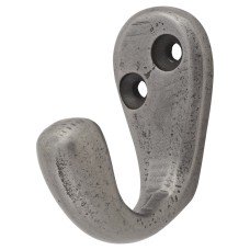 Alexander & Wilks Victorian Single Coat Hook - 44 x 23mm - Antique Iron