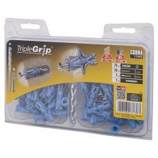 Cobra Triple Grip Universal Plasterboard & Masonry Wall Plug Fixing - 8 x 32mm - Blue - Pack of 70