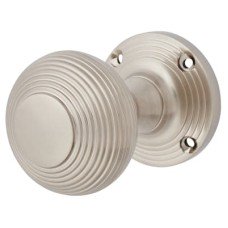 Exel Reeded Beehive Mortice Door Knob - 55mm Rose Diameter - Satin Nickel