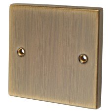 Knightsbridge 1 Gang Square Edge Blank Plate - Antique Brass