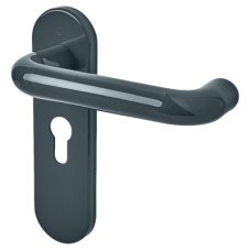 Hoppe AR600/23 Anthracite Grey Nylon Steel Core Euro Lock Door Handle - 47.6mm c/c - Paris Range