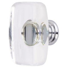 Exel Rectangle Glass Cabinet Knob - 42mm Diameter - Polished Chrome