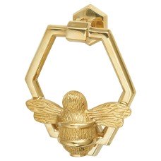 Bumble Bee Hexagonal Door Knocker - 125 x 105mm - Polished Brass