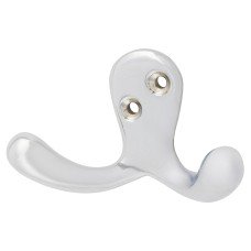 Alexander & Wilks Victorian Double Coat Hook - 30 x 24mm - Polished Chrome