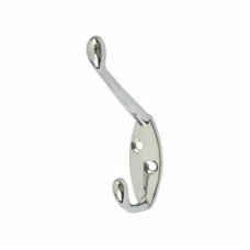 Exel Diecast Single Hat & Coat Hook - 90 x 58mm - Polished Chrome - Pack of 10