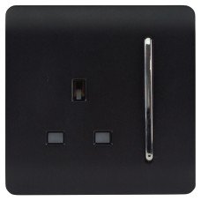 Trendi 13A 1 Gang Screwless Double Pole Switched Socket - Matt Black