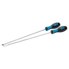 OX Pro Long Screwdriver Set - Pozi PZ2 & 6mm Slotted - 300mm Length - Pack of 2
