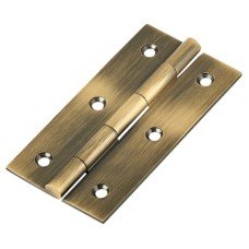 Solid Drawn Butt Cabinet Hinge - 75 x 40 x 2.0mm - Antique Brass - Pair