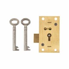 4 Lever Straight Cupboard Lock - 63 x 35mm - Keyed to Differ - Polished Brass