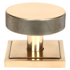 From The Anvil Brompton Round Knurled Centre Door Knob on Square Rose - 90 x 90mm Rose - Pol Bronze