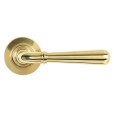 From The Anvil Polished Brass Door Handles on Round Rose - Newbury Range 