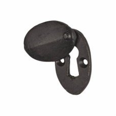 Olde Forge Covered Escutcheon - 50 x 32mm - Keyhole - Antique Black Iron