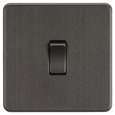 Knightsbridge 10AX 1 Gang Screwless Flat Plate Double Pole Light Switch - Smoked Bronze
