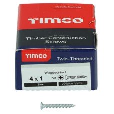 TIMCO Twin Threaded Pozi Countersunk Wood Screws - 4 x 1 TIMCO Twin Threaded Pozi Countersunk Wood Screws - 4 x 1