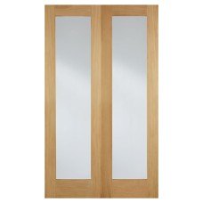 LPD Pattern 20 Clear Glazed Unfinished Internal French Doors - 1981 x 1067 x 40mm - Oak 