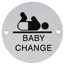 Exel Baby Change Door Sign - 75mm Diameter - Satin Aluminium
