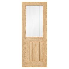 LPD Belize 1 Light Clear Glazed with Frosted Lines Pre-Finished Internal Door - 1981 x 610mm - Oak