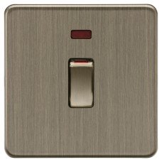 Knightsbridge 45A 1 Gang Screwless Flat Plate Double Pole Cooker Switch with Neon - Antique Brass Knightsbridge 45A 1 Gang Screwless Flat Plate Double Pole Cooker Switch with Neon - Antique Brass