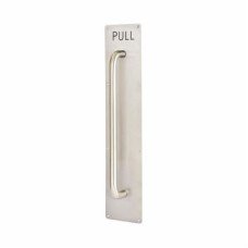 Exel D-Bar Door Pull Handle on Plate - PULL - Screw Fix - 800 x 125mm - Satin Stainless Steel