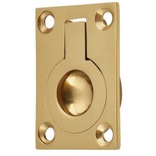 Exel Rectangular Flush Ring Cabinet Pull Handle - 38 x 27mm - Polished Brass