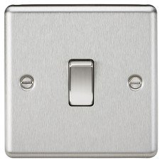 Knightsbridge 20A 1 Gang Round Edge Double Pole Appliance Switch - Brushed Chrome