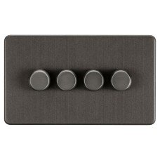 Knightsbridge 5 - 150W 4 Gang 2 Way Push On/Off Rotary Intelligent LED Dimmer Switch - Smoked Bronze