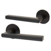 Jigtech Matt Black Door Handles on Round...