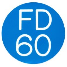 Exel FD60 Fire Door Sign - Self Adhesive - 50mm Diameter - Rigid Plastic - Blue