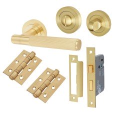 Exel Nova Lines Bathroom Lock Door Handle Kit - Satin Brass