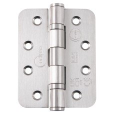 Eclipse Radius Ball Bearing Grade 14 Butt Fire Door Hinge - 102 x 76 x 3mm - Satin Stainless - Pair