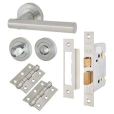 Exel Bella Bathroom Lock Door Handle on Rose Kit - Satin Chrome