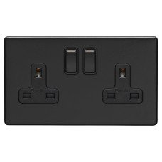 Eurolite Concealed 13A 2 Gang Screwless Flat Plate DP Switched Socket - Matt Black/Black Eurolite Concealed 13A 2 Gang Screwless Flat Plate DP Switched Socket - Matt Black/Black