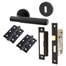 Exel Remi Knurled 3 Lever Sashlock Door Handle Kit - Matt Black Exel Remi Knurled 3 Lever Sashlock Door Handle Kit - Matt Black