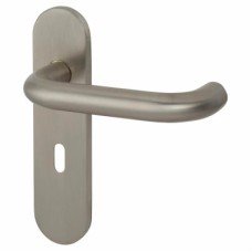 Exel Satin Stainless Steel 19mm Return to Door Keyhole Lock Door Handle - Radius - 57mm c/c