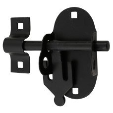 Brenton Upright Oval Gate Padlock Bolt - 95mm Length - Black Japanned