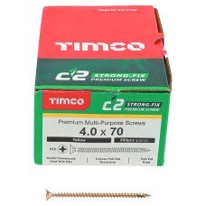 TIMCO C2 Strong-Fix Pozi Double Countersunk Wood Screws - 4.0 x 70mm - Yellow Zinc - Pack of 200