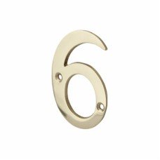 76mm Screw Fix Door Numeral - 6/9 - Polished Brass 76mm Screw Fix Door Numeral - 6/9 - Polished Brass
