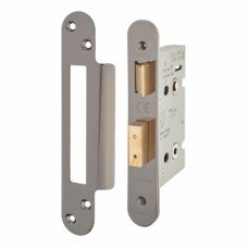 Hampstead Architectural Bathroom Lock - 65mm Case - 44mm Backset - Radius - Black Nickel