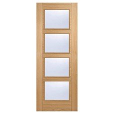LPD Vancouver 4 Light Clear Glazed Pre-Finished Solid Internal FD30 Fire Door - 1981 x 686mm - Oak